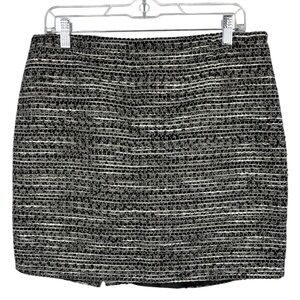 Tahari Elena NWT Woven Tweed Skirt Black White Size 12 Contemporary Office